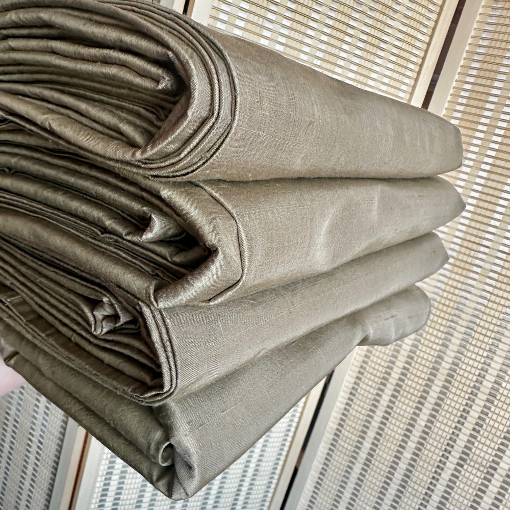 RESTORATION HARDWARE Set of 4 Thai Silk Drapes Panels in Flax 50x108 50x96 50x84